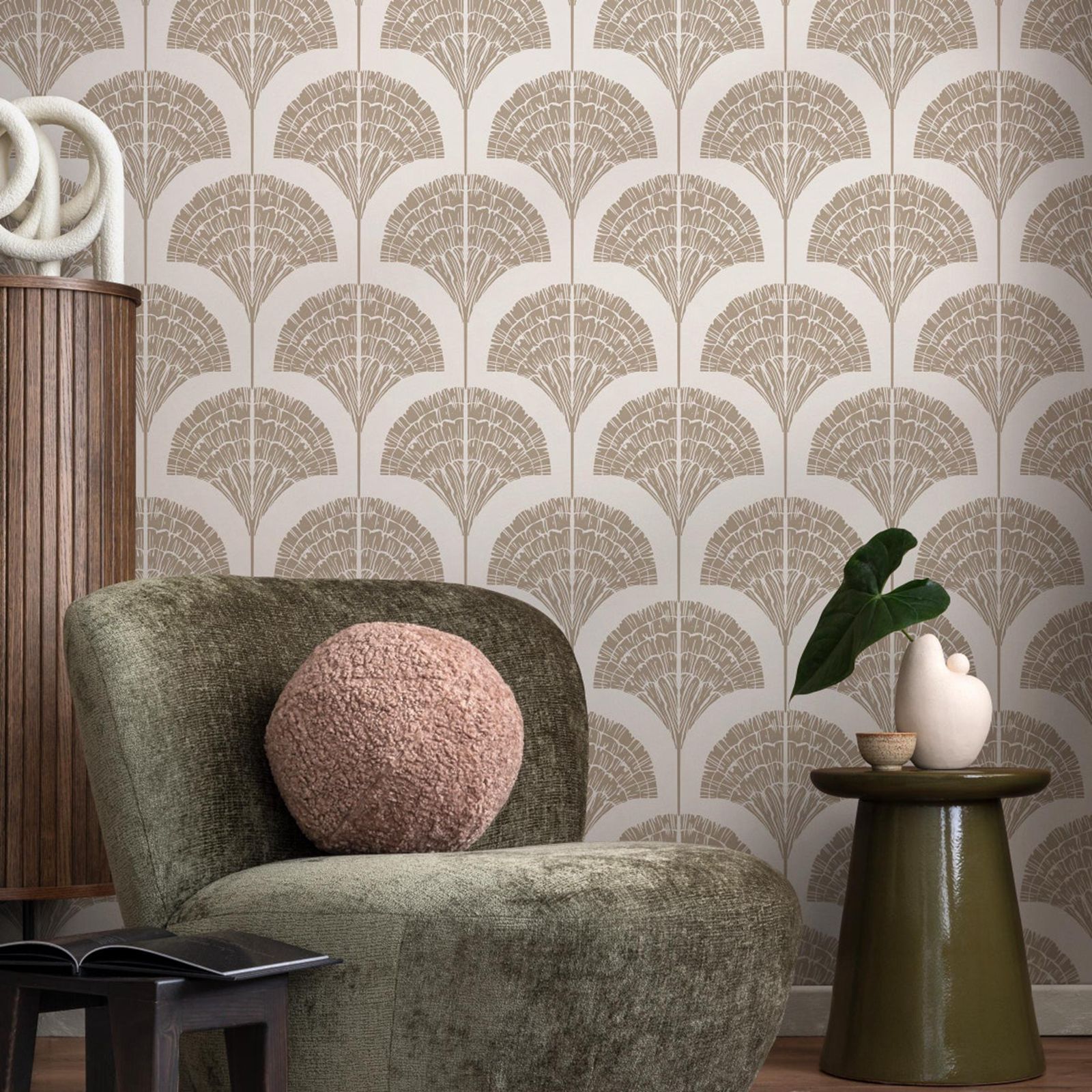 Moisture Meter Wall Wood - Papel pintado Beige Boho Arcos papel