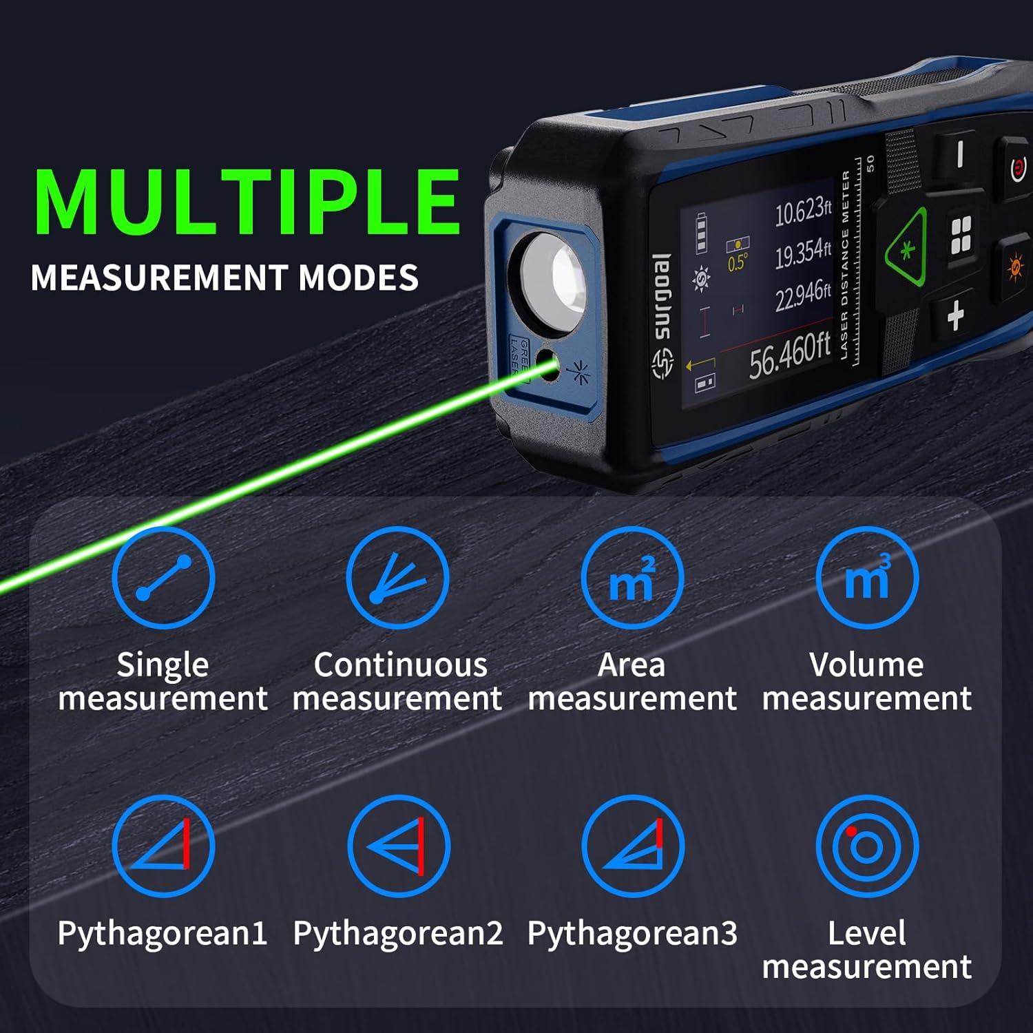 Telémetros láser verdes de 100 - Stud Finder With Laser Level reseña y precio
