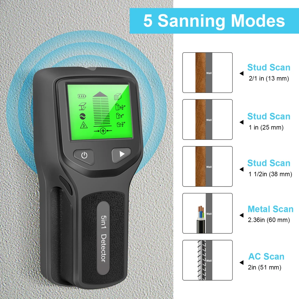 Detector de Metales 5 en 1, me - Stud Finder Wall Scanner 5 In 1 reseña y precio
