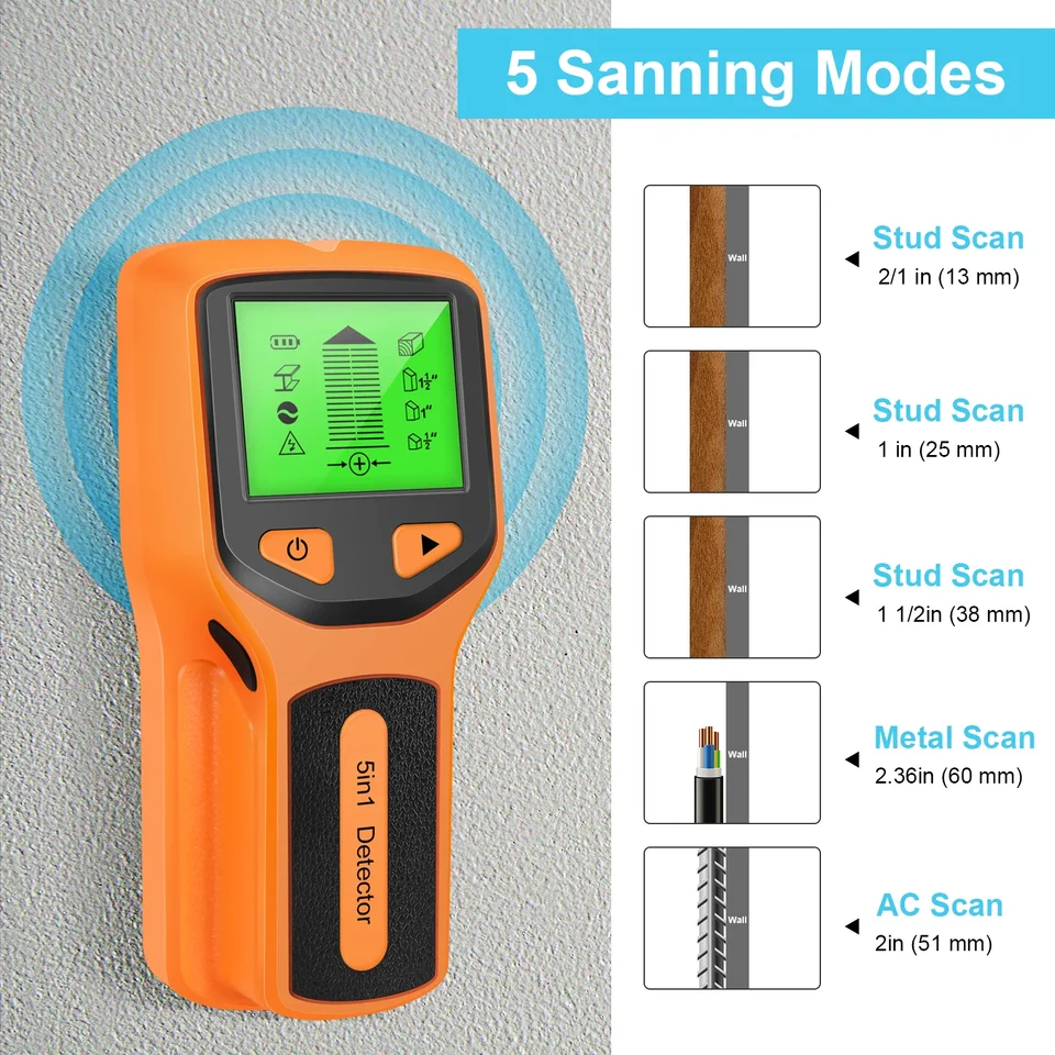 Detector de Metales 5 en 1, me - Stud Finder Wall Scanner 5 In 1 reseña y precio
