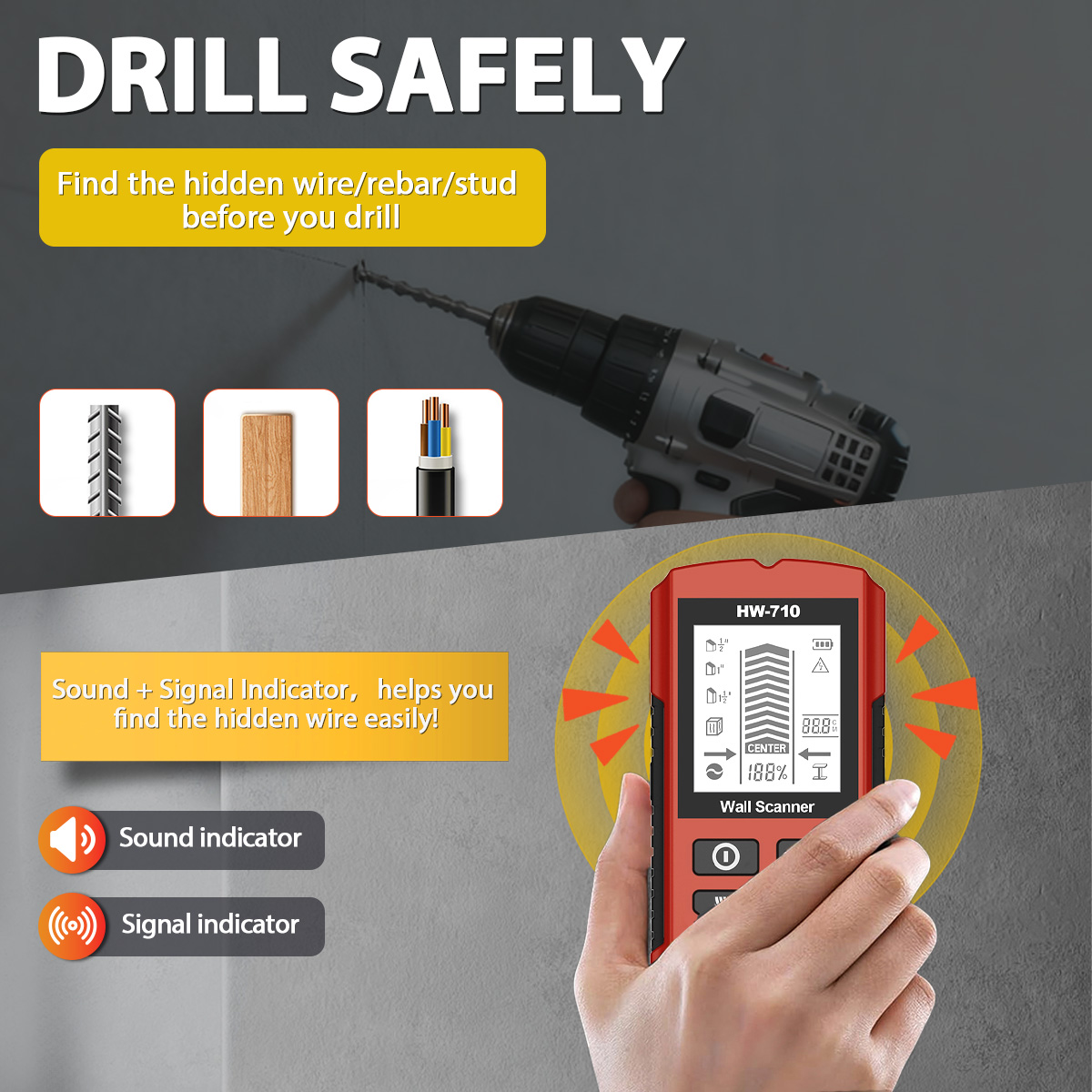 Detector de Paredes HW-710, Es - Pipe Detector Wall Scanner reseña y precio