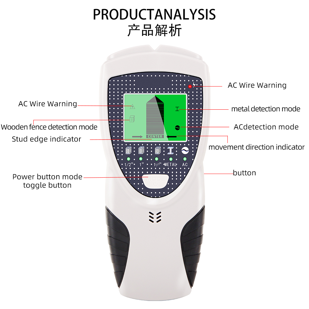 Escáner de pared portátil 5 en - Stud Finder Wall Scanner 5 In 1 reseña y precio