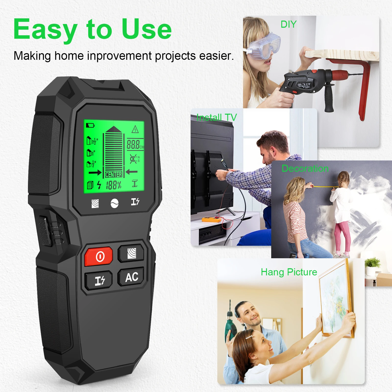 HW-QB6 Escáner de Pared Electr - Stud Finder Center Finder Edge reseña y precio