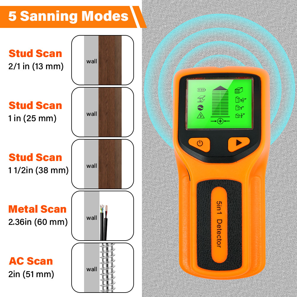 Detector Digital de Paredes 5  - Stud Finder Wall Scanner 5 In 1 reseña y precio