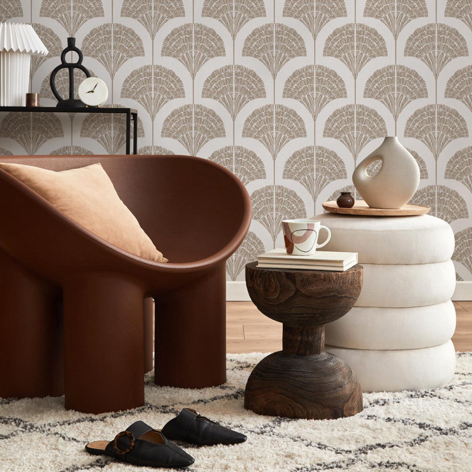 Papel pintado Beige Boho Arcos - Moisture Meter Wall Wood reseña y precio