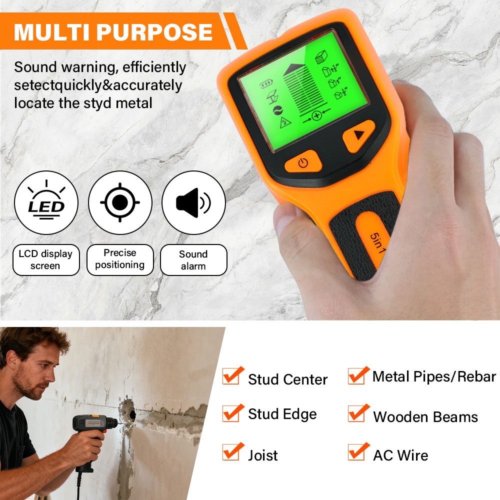 Detector de clavos 5 en 1, esc - Stud Finder Wall Scanner 5 In 1 reseña y precio